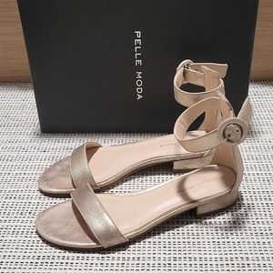 Leather Gold Sandals Size 6.5 Pelle Moda